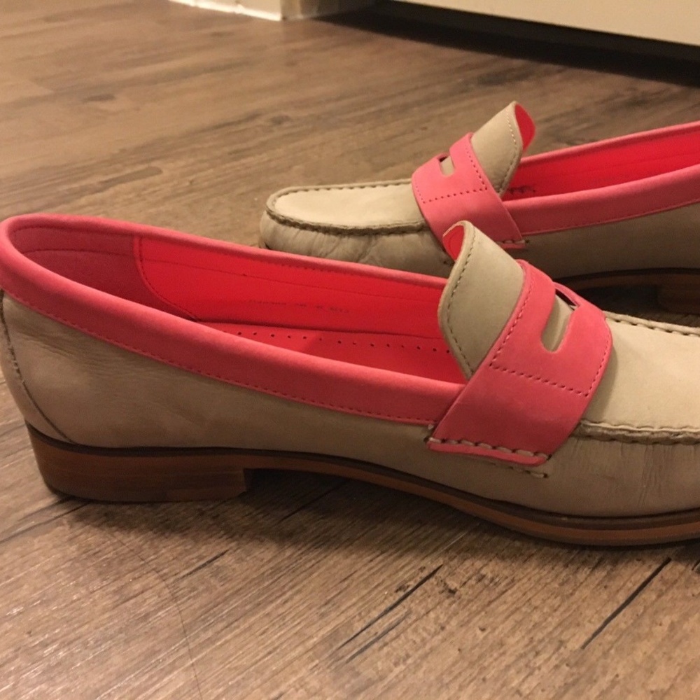 Cole Haan Tan and Pink Penny Loafers Women